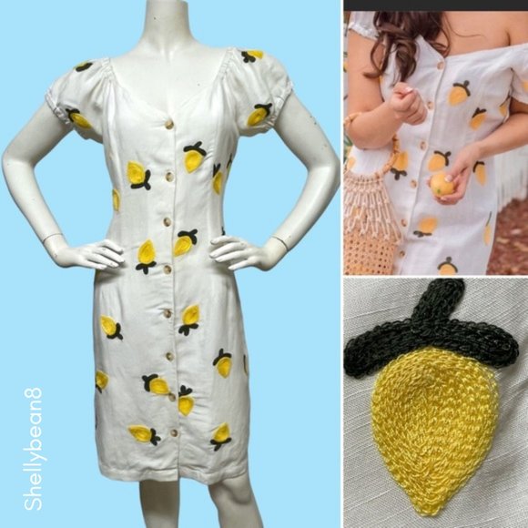 Anthropologie Dresses & Skirts - RED CARTER Anthropologie LEMON Embroidered Nora Off Shoulder Puff Sleeve Dress L